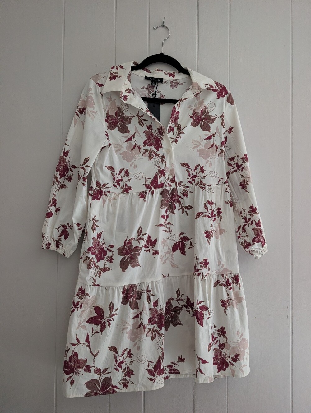 NWT Rachel ZoeWhite Dress with Mauve Floral Print